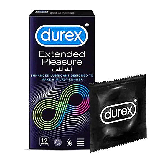 Durex Extended Pleasure Long Timing Delay Condoms (12 Pieces).