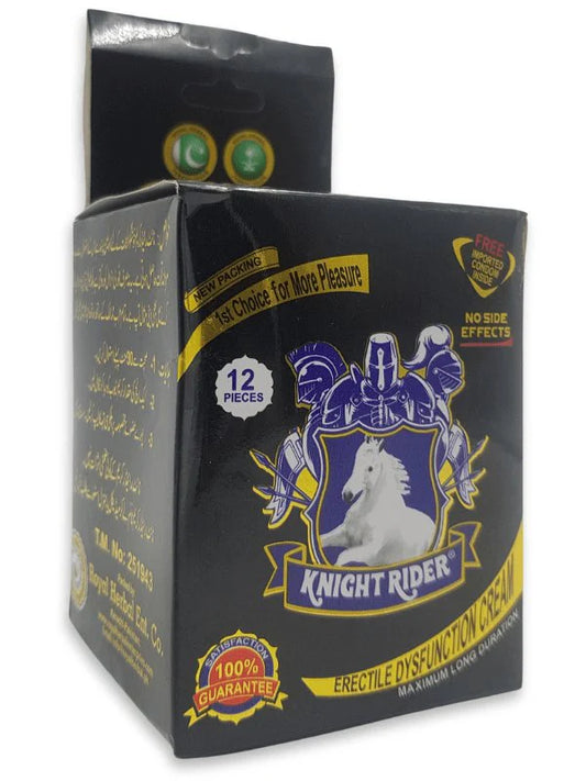 Original Knight Rider Delay Cream + Condoms Complete Box 12 Pcs (New Packing)